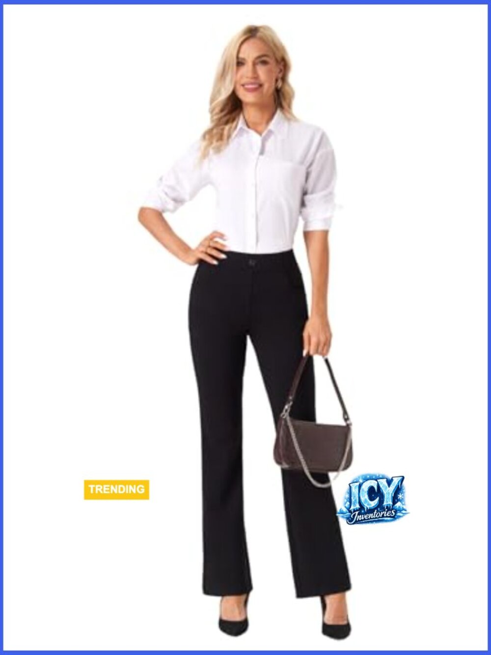 Stretchy Straight Leg Dress Pants Slacks with Pockets - Picture 6 of 7